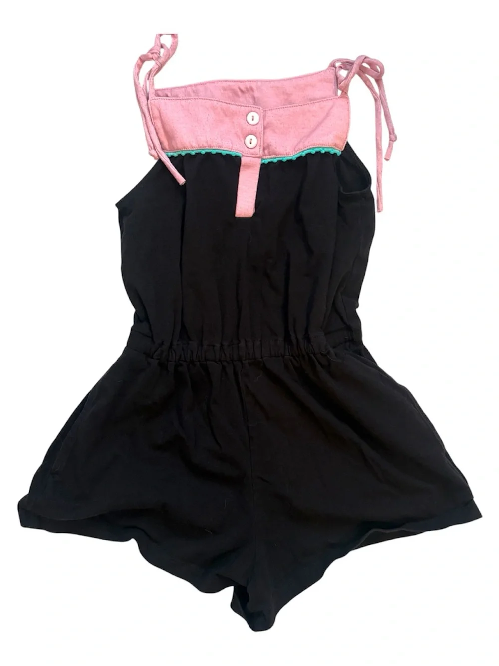 Lot Of 3 Girls Items: 2 Dresses 1 Romper Sz 6/6X/7 Pink Black Summer Vacation